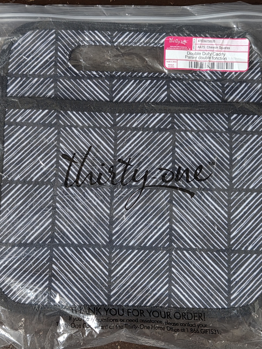 thirty-one Black & White Chevron Squares Double Duty Caddy